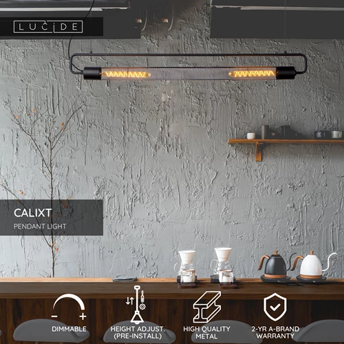 Lucide CALIXT - Pendant light - 2xE27 - Black - USP